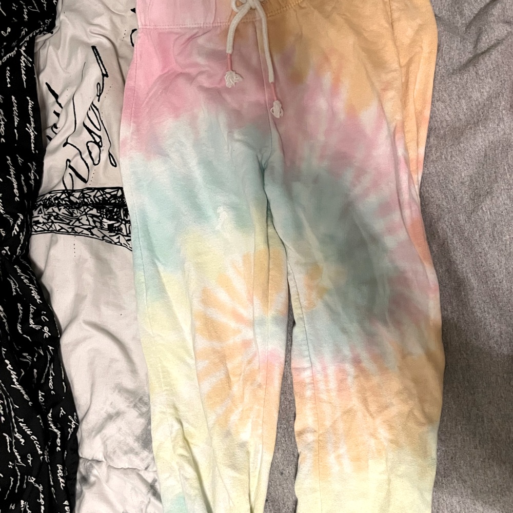 Tie dye sweat pants.